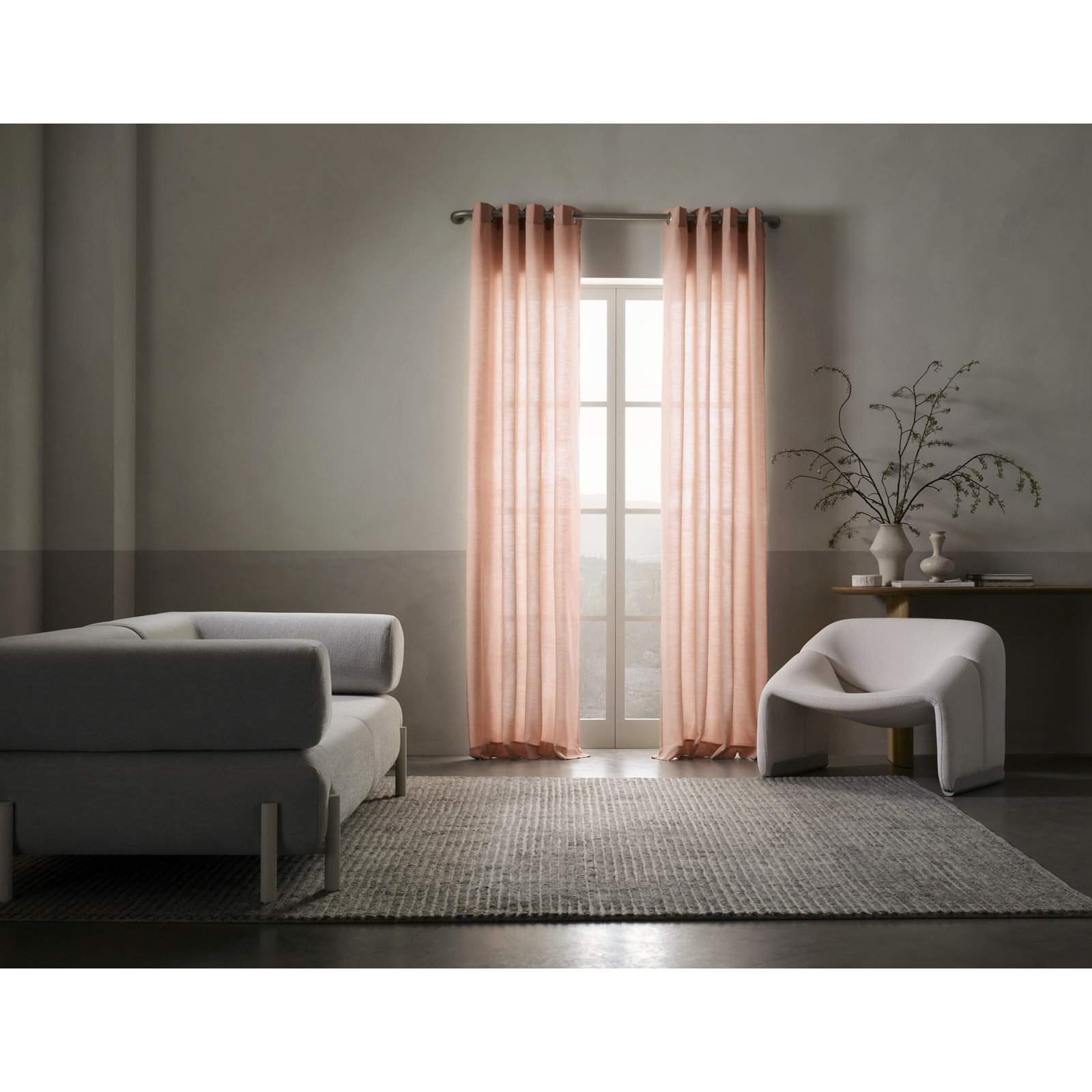 Sunbrella Madison Indoor/Outdoor Light Filtering Curtain, 50" W x 96" L, Adobe