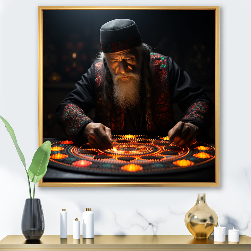«Judaism Kippah Traditions» sur toile, H 30 po x l 30 po x P 1 po, Cadre flottant doré