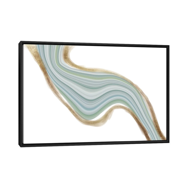 « evolution cerulean iridescence », impression sur toile tendue, Toile avec cadre noir, Pas de tapis