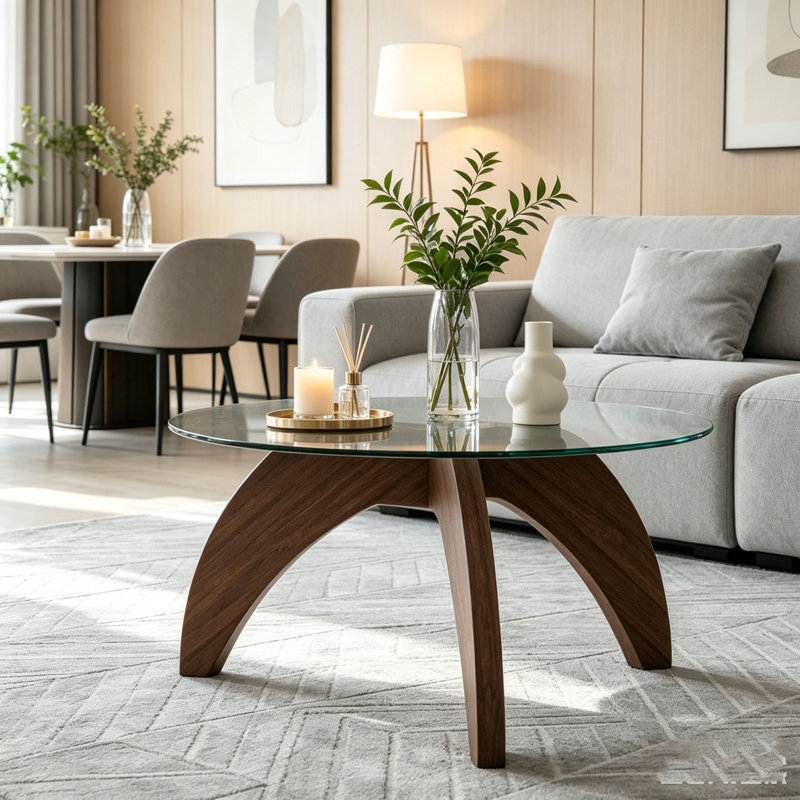 Creative Claw-Style Triangular-Leg Round Coffee Table,
