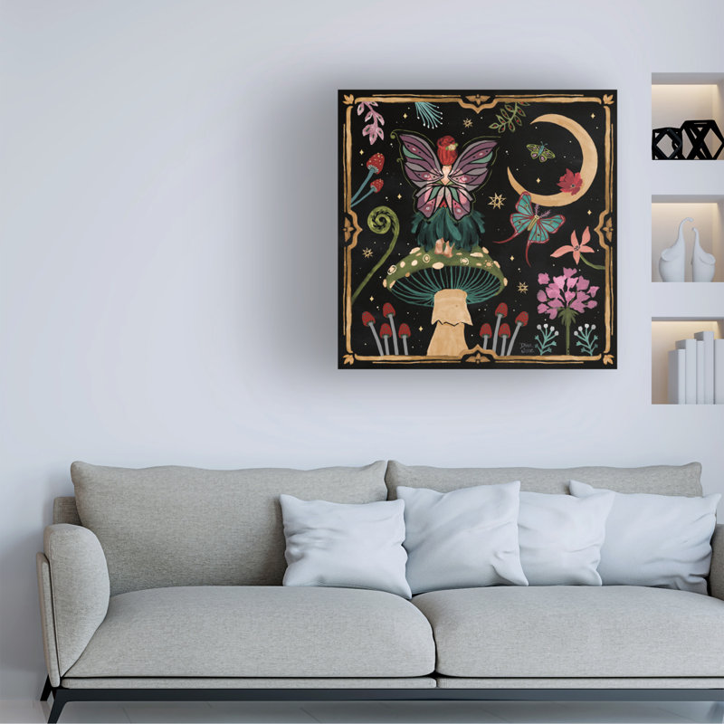 Œuvre sur toile noire «Dina June», H 14 po x l 14 po