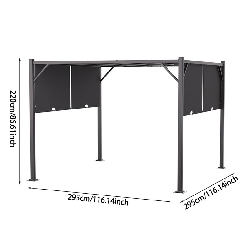Dakota Fields 295cm W x 295cm D Polyester Cover Retractable Freestanding Awning