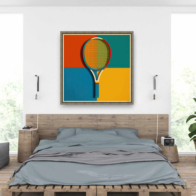 Raquette de tennis - Toile encadrée orange pour la décoration intérieure