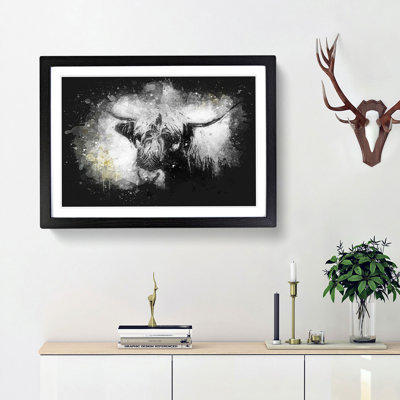 Paint Splattered Highland Cow Framed Print
