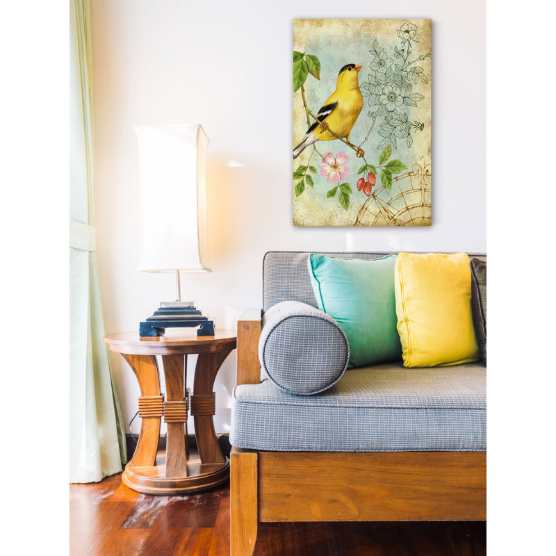 «Yellow Songbird», reproduction sur toile tendue, H 45 po x l 30 po x P 1,5 po