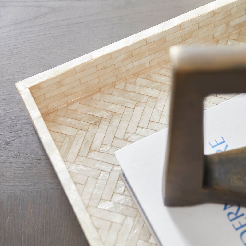 Triton Shell / Capiz Tray, Pearl, 3.25" H x 18.25" W x 13.25" D