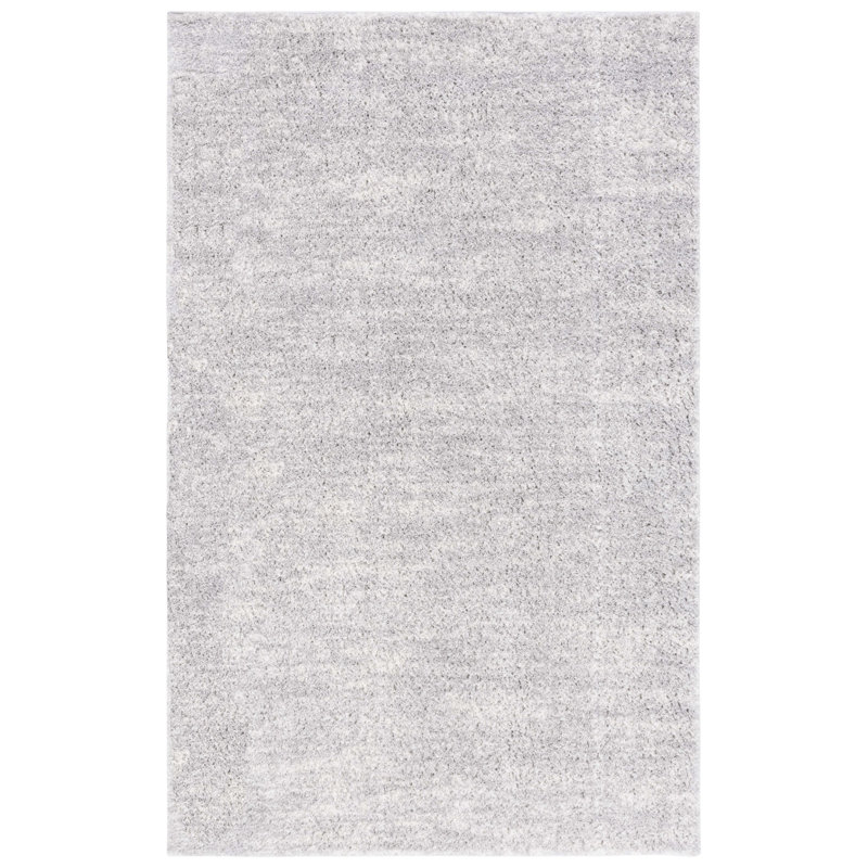 Tapis gris / ivoire en polyester tissé à plat Clemts, Rectangle 2 pi 3 po x 3 pi 11 po