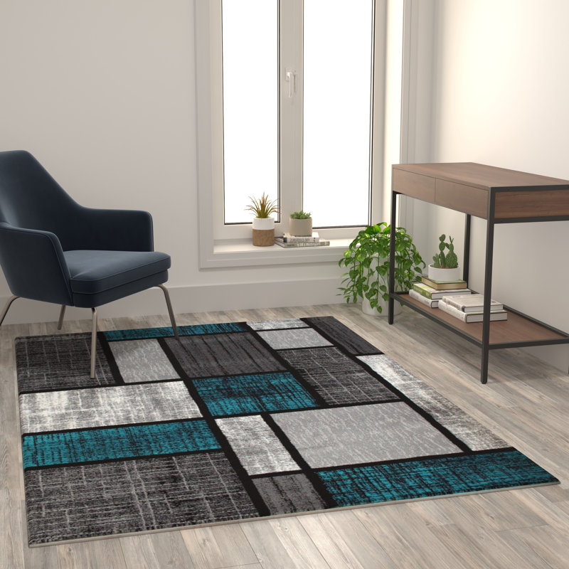 Tapis à motif géométrique moderne Skarthi, Rectangle 5 pi x 7 pi