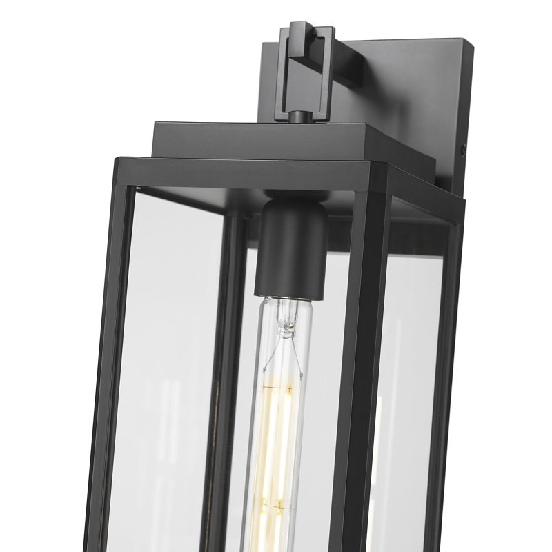 Lanterne murale d'extérieur 1 lumière Alpharetta 15,5 po de hauteur - Noir thermolaqué