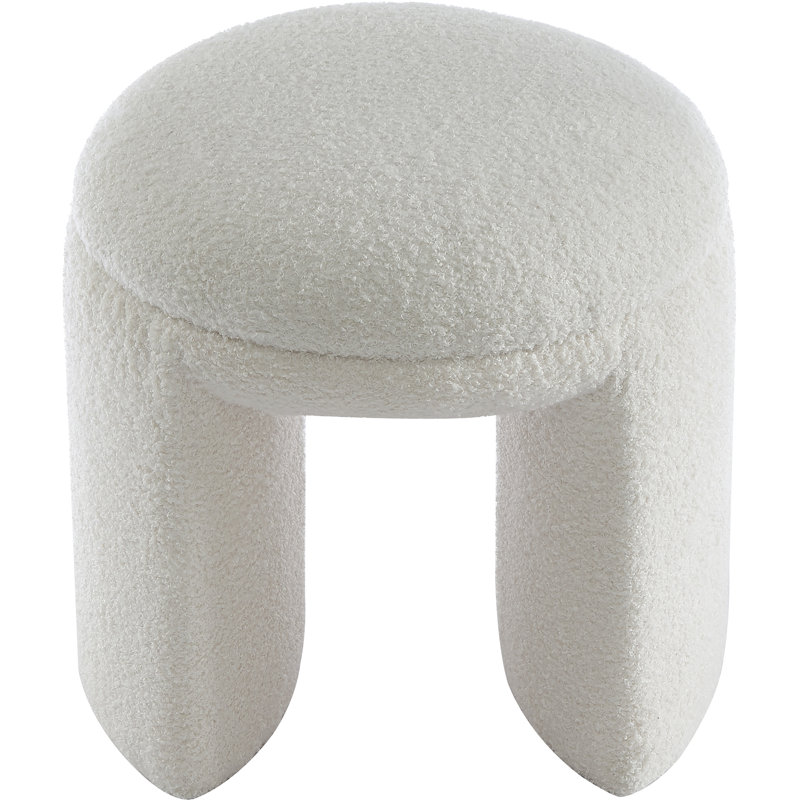 Repose-pieds standard rond 18 po Bowen, Tissu crème en fausse peau de mouton