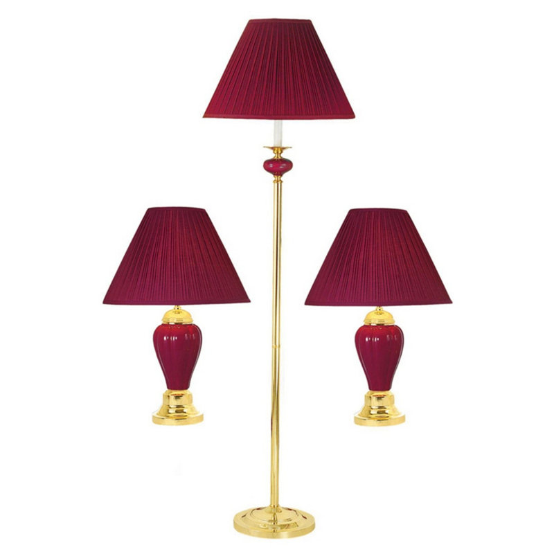 Adalard Ceramic Table Lamp, Burgundy
