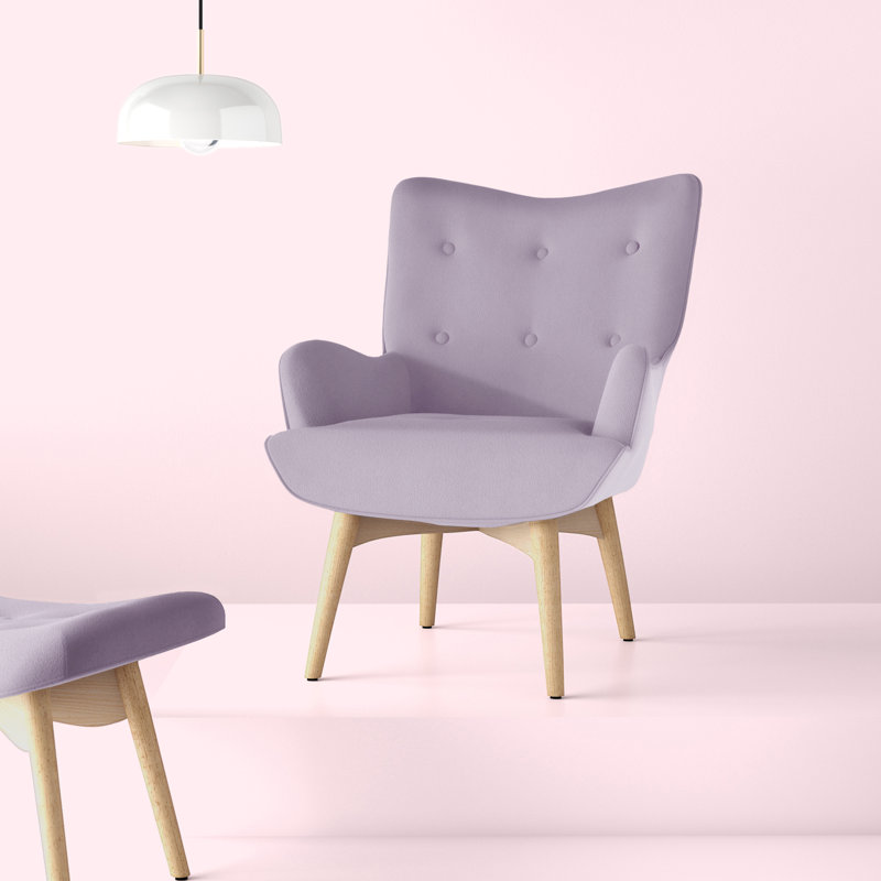 Carwile Upholstered Wingback Chair With Footstool, Pink