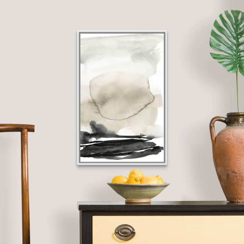 «Ebony Horizon Triptych II» par Jennifer Goldberger - reproduction d'art, Toile blanche encadrée