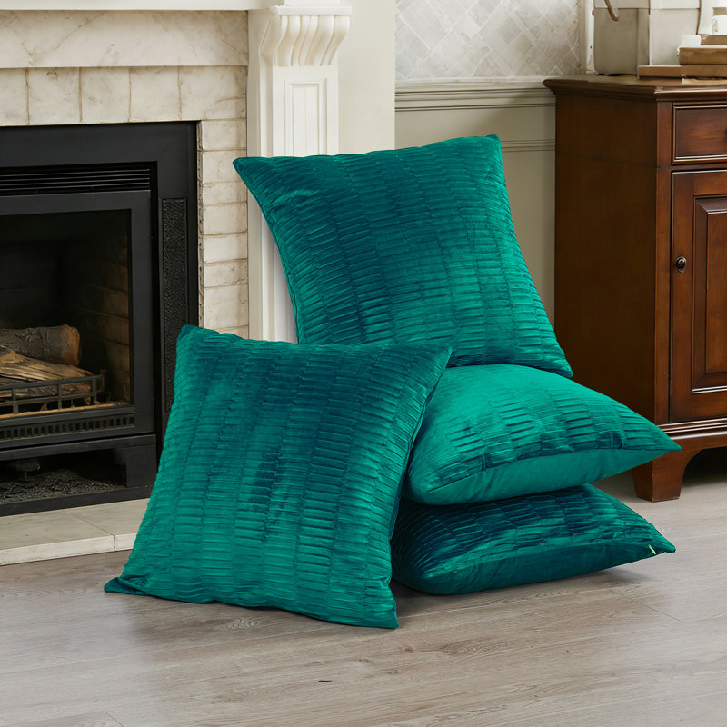 Velvet Pleated Throw Pillow Cover, Sapphire