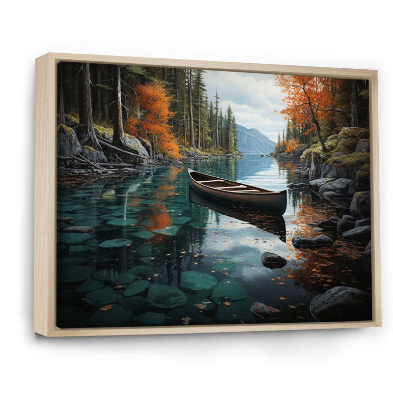 Canada Canada Canoe II - reproduction sur toile, H 34 po x l 44 po x P 1,5 po, Cadre naturel flottant