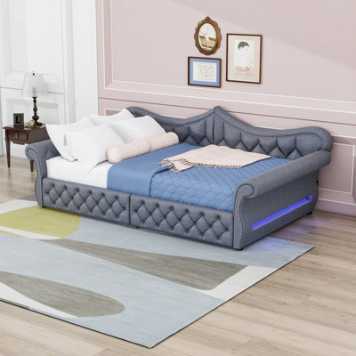 Upholstered Daybed with LED and Nailhead Trim