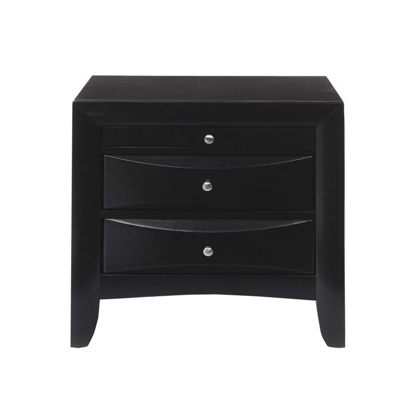 Table de chevet en bois avec 2 tiroirs et 1 plateau, Noir