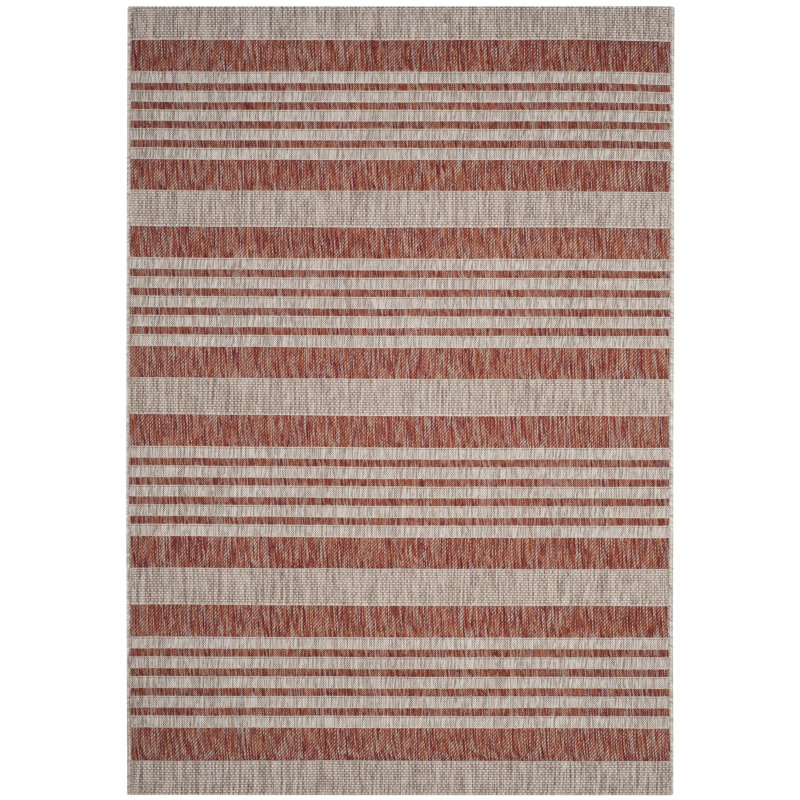 Tapis d'intérieur / extérieur à rayures Morehead Performance, Rectangle 5 pi 3 po x 7 pi 7 po
