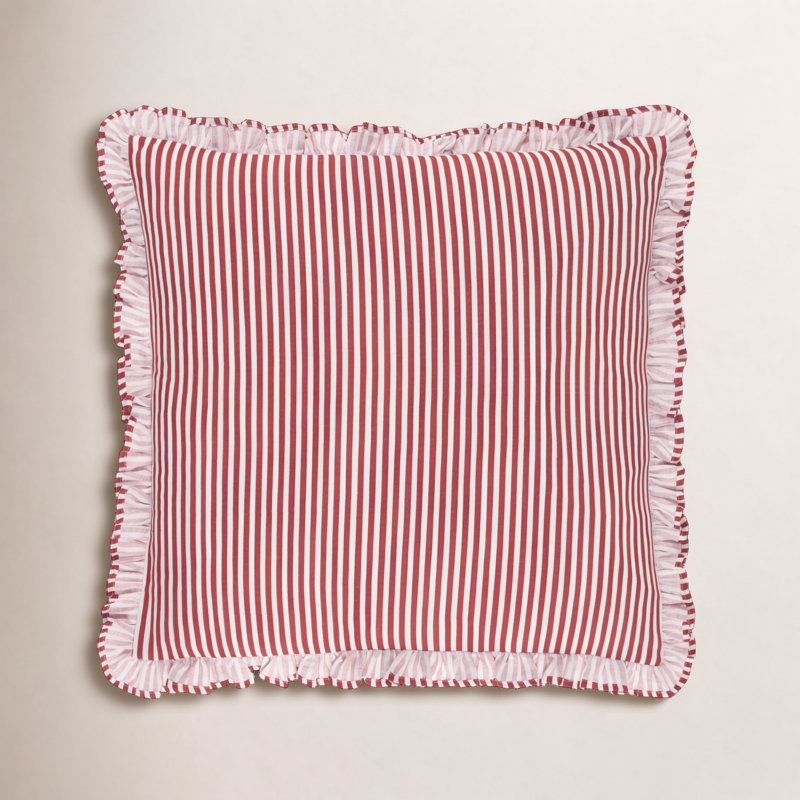Coussin Aneatra, 20 po x 20 po, Housse de coussin seulement - sans coussin, Rayures rouges