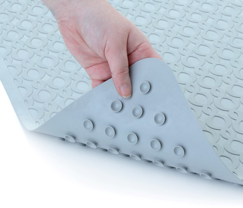 Tapis de douche antidérapant Leona, Gris clair