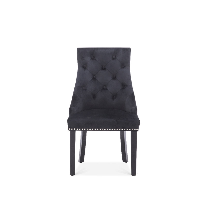 Tehama 50cm H Tufted Velvet Upholstered Side Chair, Black