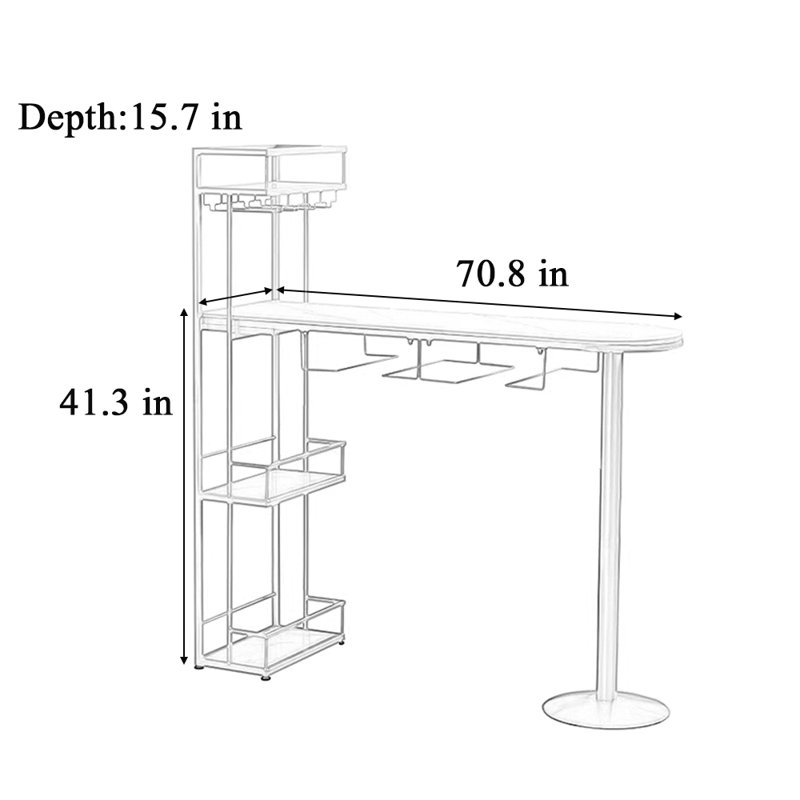 Table basse simple pour un usage domestique, H 41,3 po x L 70,8 po x l 15,7 po, Doré