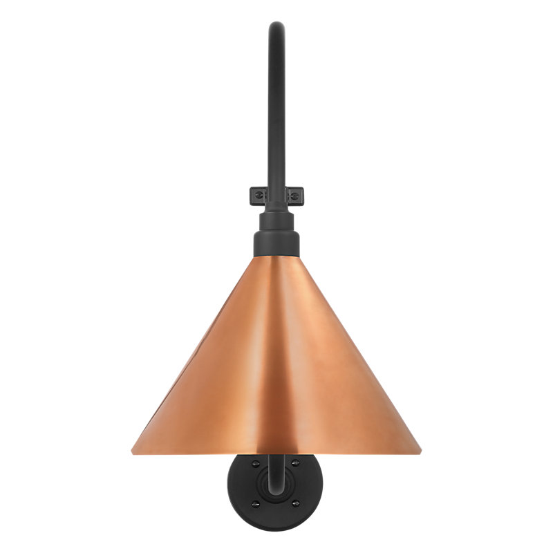Thomas O'Brien, "Academy 18" Larrabee Barn Light in Matte Black with 9" Conical Savannah Shade, 27" H x 12.5" W x 12.5" D