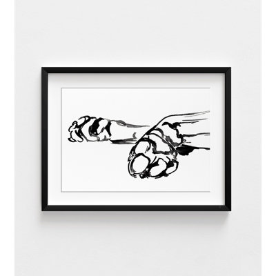 Black And White Pet Drawing Print, Framed Paw Wall Decor, Dog Paw Wall Art,Simple Dog Outline Drawing Print,Dog Sketch Print,Framed Wall Art