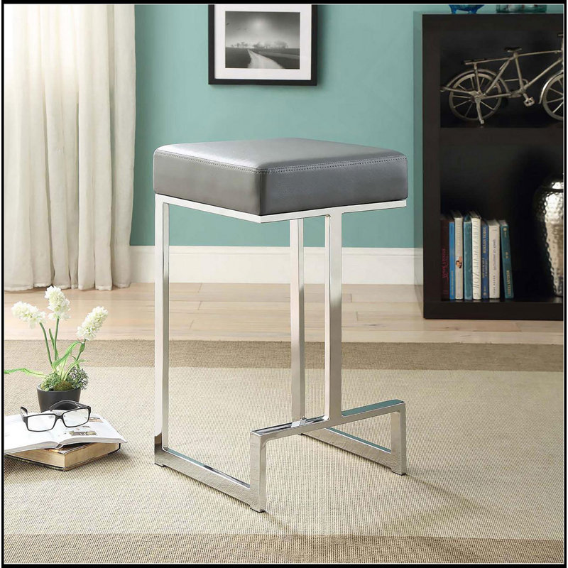 Tabouret rembourré à hauteur de comptoir, Gris