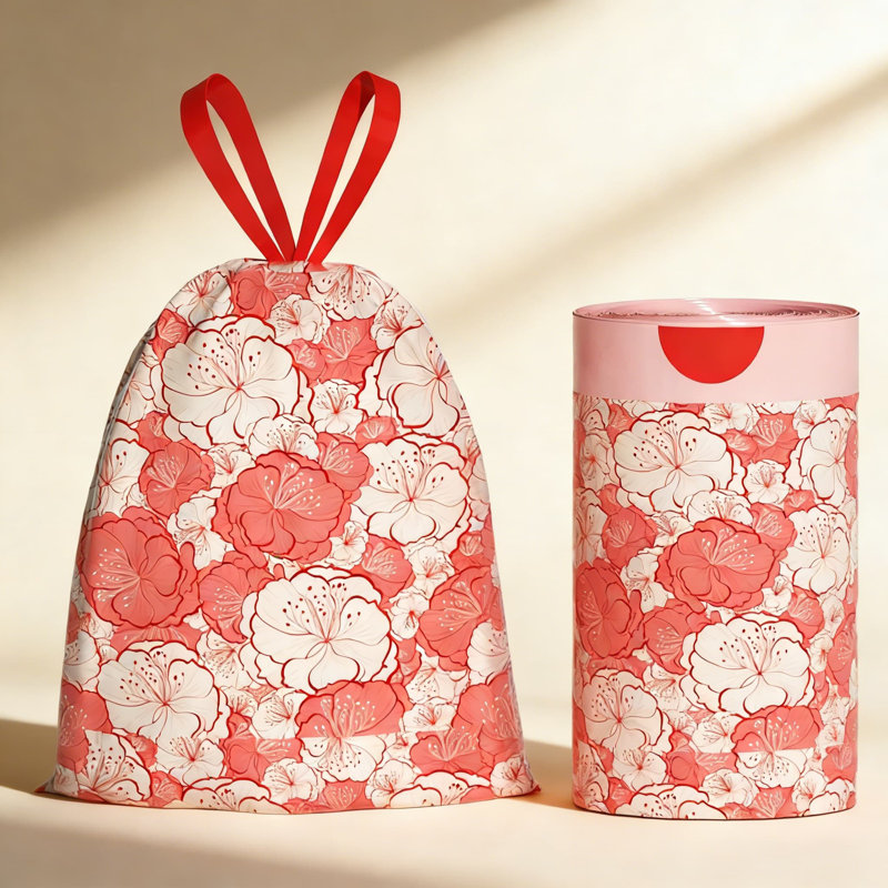 Sacs à ordures à imprimé floral Plum Blossom, 13 gallons, 50 sacs, résistants à la déchirure et étanches pour une utilisation intensive