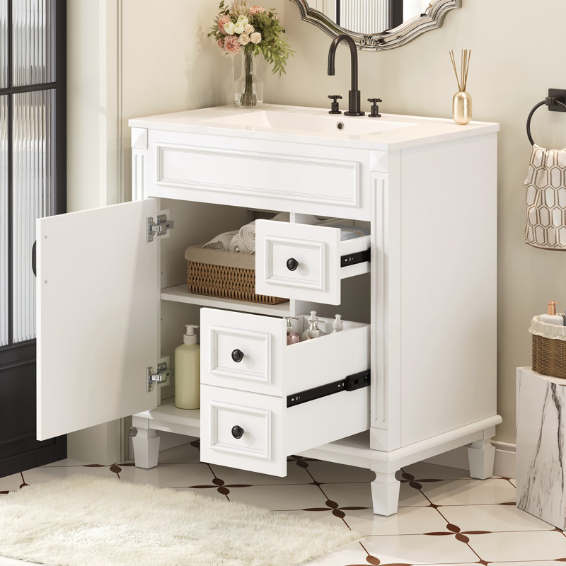 Meuble-lavabo 30 po avec lavabo en céramique, Blanc