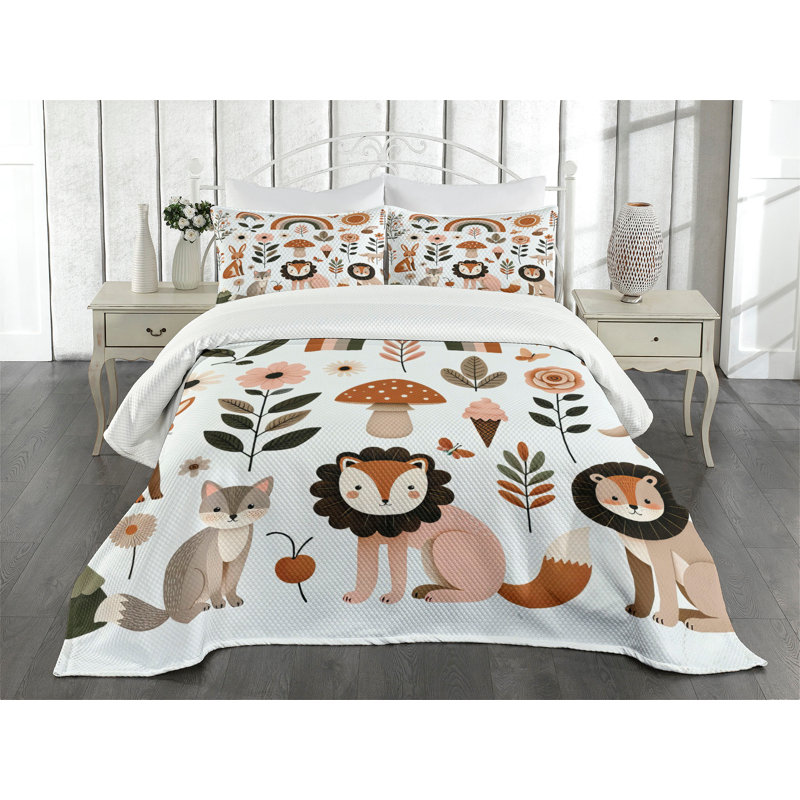 Ensemble de couvre-lit Ambesonne Woodland, Couvre-lit de très grande taille et 2 taies déco