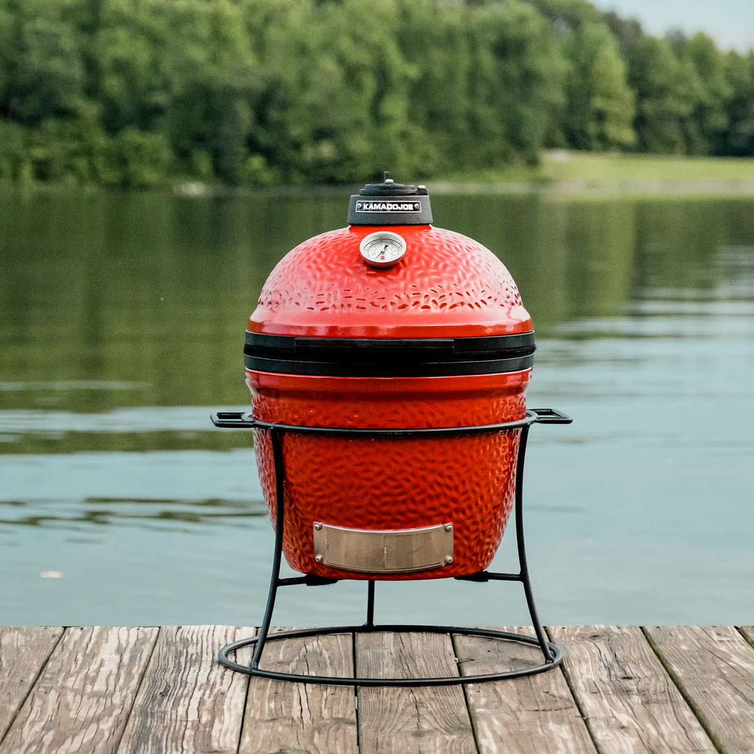 Kamado Joe Joe Jr 13.5-inch Portable Charcoal Grill in Red Kamado Joe
