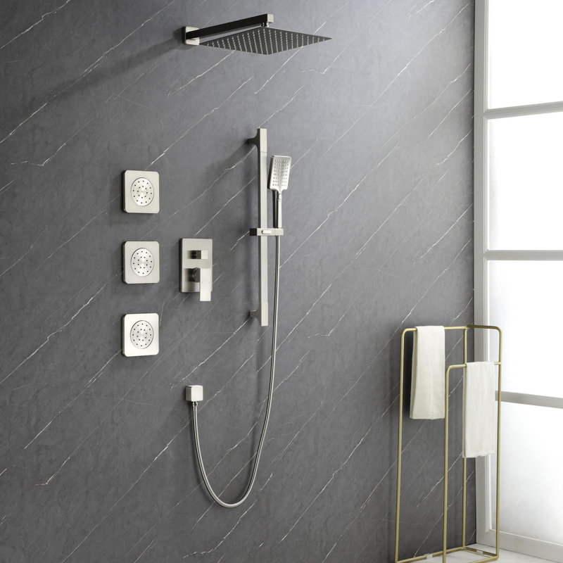 Complete Shower System with Bodysprays, Brushed Nickel