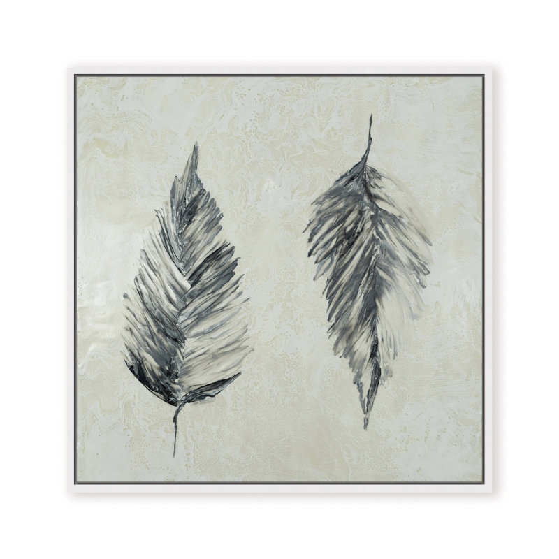 Nature Inspired "Silver Foliage" Canvas Wall Art By , 12" H x 12" W x 2.375" D, Framed Canvas, White