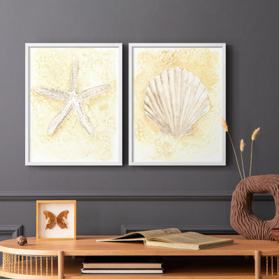 Impression encadrée Salty Seashell I-Premium - prête à être accrochée - aucun clou requis - aucun clou requis