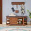 Banc rembourré en cuir véritable brun noisette