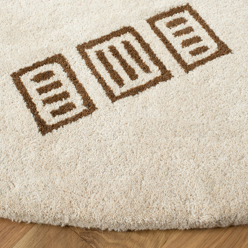 Tapis beige / brun en laine touffeté à la main Nonia, Rond 6 pi