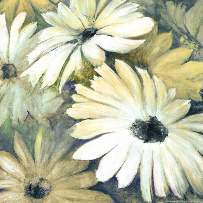 Neutral Daisy - peinture sur toile tendue, H 12 po x l 12 po