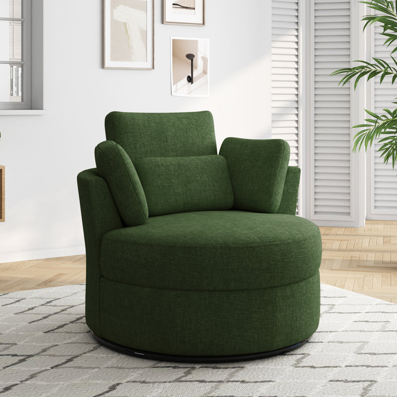 Niama 106.4 Cm Wide Swivel Accent Chair, Green Polyester Blend/Polyester