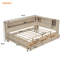 Lit de jour pleine grandeur en bois avec tablettes de rangement et 3 tiroirs, lait blanc antique