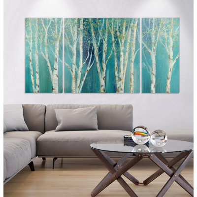 " Birch On Blue " 3 - Pieces