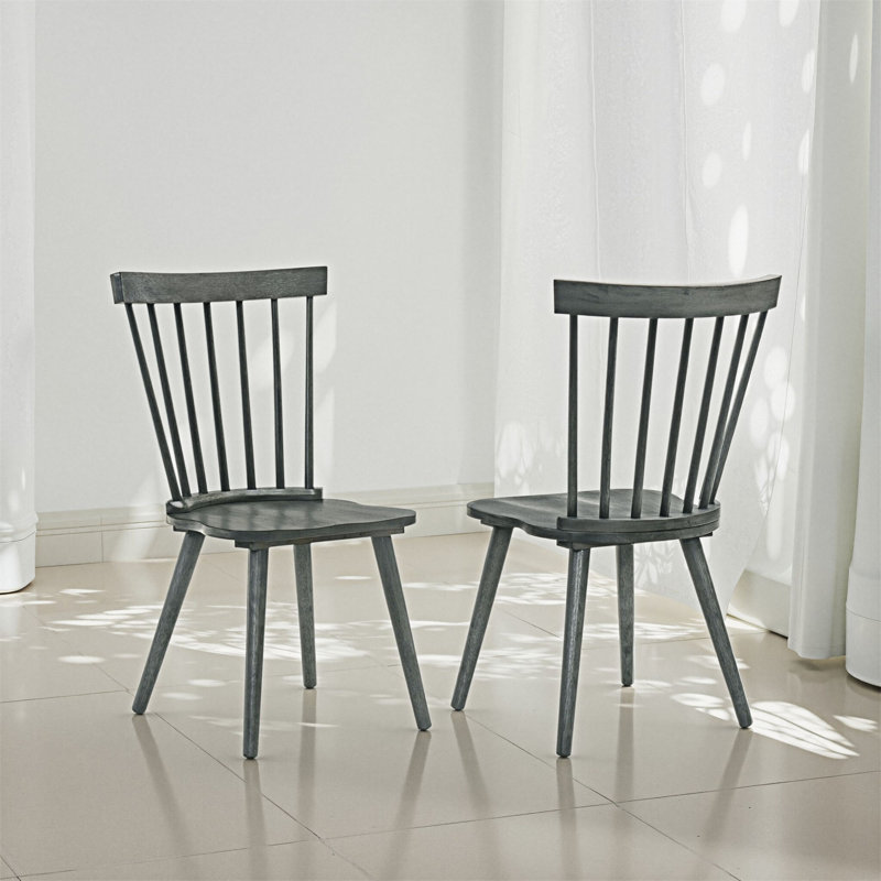 Ensemble de 2 chaises en bois massif, Gris