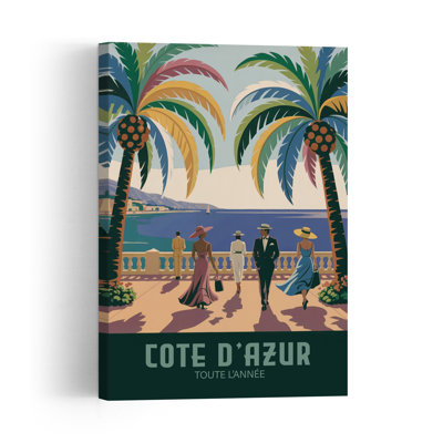 Art Deco Riviera Classic Elegant Retro Palm Tree Coastal Ocean Wall Art Print