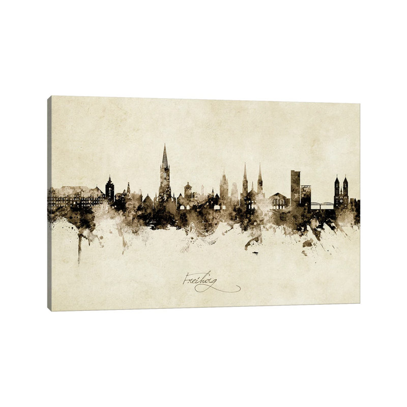 Freiburg Deutschland Skyline Vintage by Michael Tompsett - Wrapped Canvas Painting, 101.6 cm H x 66.04 cm W x 3.175 cm D