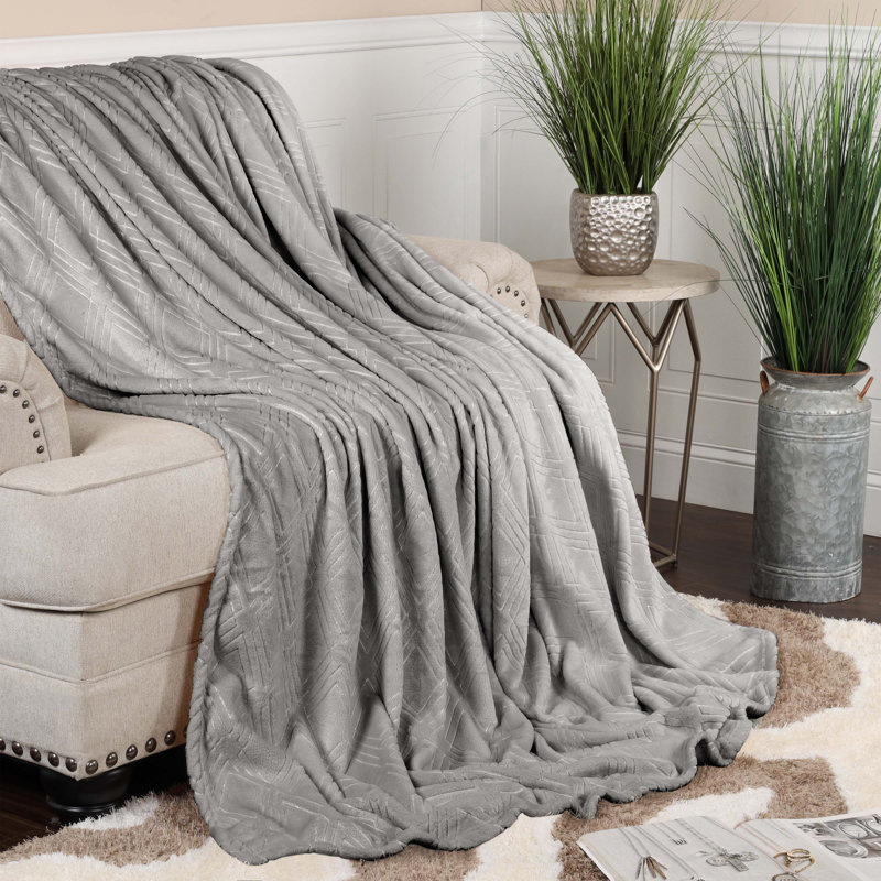 Literie en flanelle Atka Diamond, Platine, Très grand simple