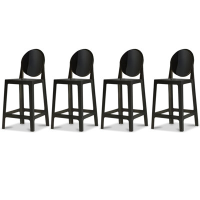 25" Counter Stool - Modern Acrylic & Plastic Bar Stool - Armless Kitchen Island Stool - Clear Contemporary Design