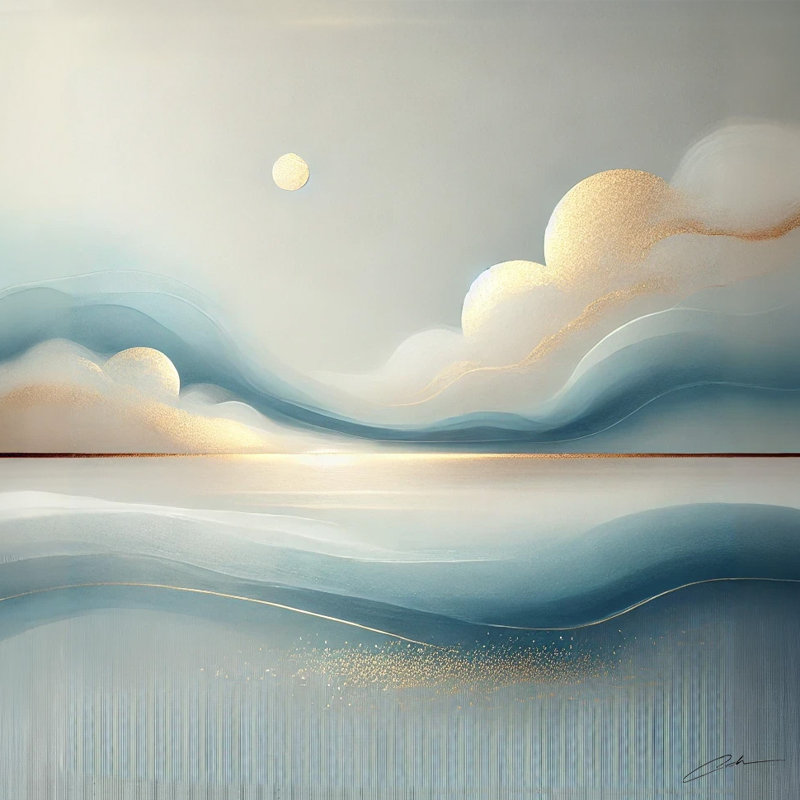 «Tranquil Skies», art mural abstrait sur toile tendue, H 12 po x l 12 po x P 1 po