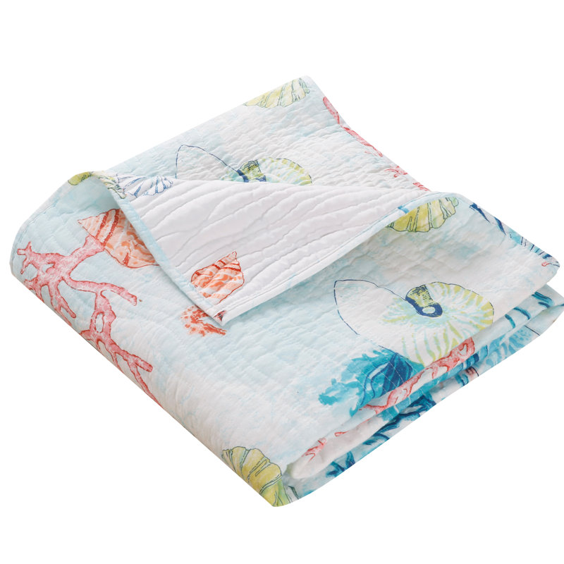 Sarasota Coastal Multicolor Quilted Reversible Throw Blanket