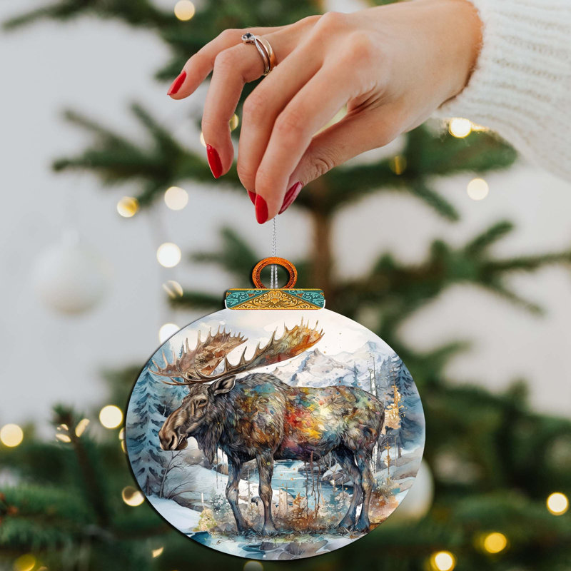 Alaskan Majestic Moose Wooden Ornament by G. DeBrekht